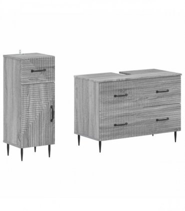 vidaXL 2 Piece Bathroom Cabinet Set HAARLEM Grey Sonoma
