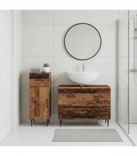 vidaXL 2 Piece Bathroom Cabinet Set HAARLEM Old Wood Engineered Wood