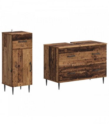 vidaXL 2 Piece Bathroom Cabinet Set HAARLEM Old Wood Engineered Wood