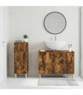 vidaXL 2 Piece Bathroom Cabinet Set DELFT Smoked Oak Engineered Wood