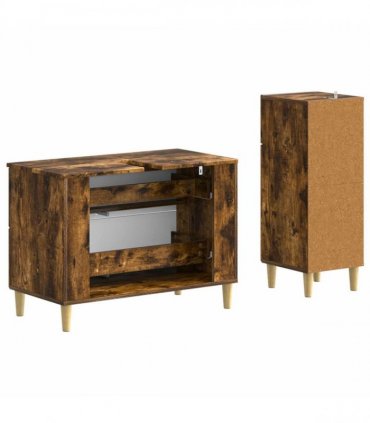 vidaXL 2 Piece Bathroom Cabinet Set DELFT Smoked Oak Engineered Wood