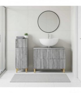 vidaXL 2 Piece Bathroom Cabinet Set DELFT Grey Sonoma Engineered Wood