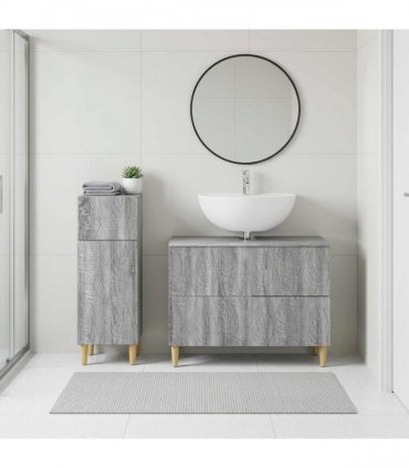 vidaXL 2 Piece Bathroom Cabinet Set DELFT Grey Sonoma Engineered Wood