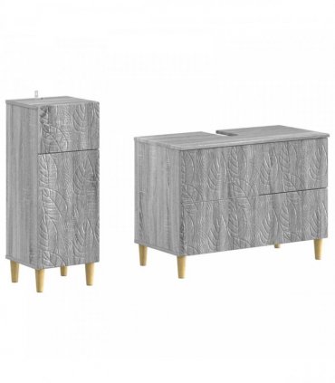 vidaXL 2 Piece Bathroom Cabinet Set DELFT Grey Sonoma Engineered Wood