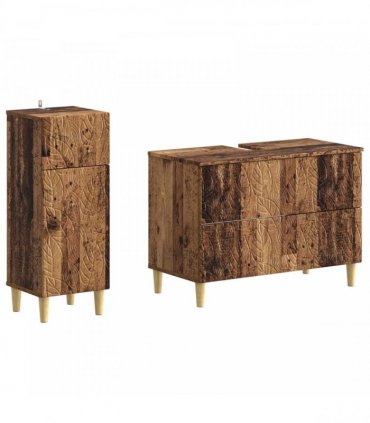 vidaXL 2 Piece Bathroom Cabinet Set DELFT Old Wood Engineered Wood
