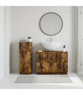 vidaXL 2 Piece Bathroom Cabinet Set HOORN Smoked Oak Engineered Wood