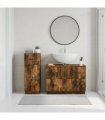 vidaXL 2 Piece Bathroom Cabinet Set HOORN Smoked Oak Engineered Wood
