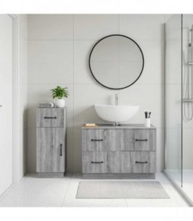 vidaXL 2 Piece Bathroom Cabinet Set HOORN Grey Sonoma Engineered Wood