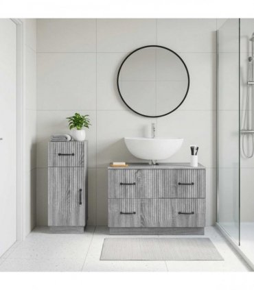 vidaXL 2 Piece Bathroom Cabinet Set HOORN Grey Sonoma Engineered Wood