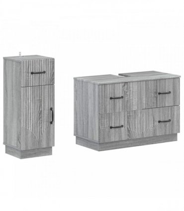 vidaXL 2 Piece Bathroom Cabinet Set HOORN Grey Sonoma Engineered Wood