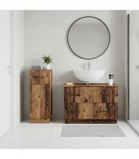vidaXL 2 Piece Bathroom Cabinet Set HOORN Old Wood Engineered Wood