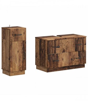 vidaXL 2 Piece Bathroom Cabinet Set HOORN Old Wood Engineered Wood