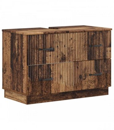 vidaXL 2 Piece Bathroom Cabinet Set HOORN Old Wood Engineered Wood