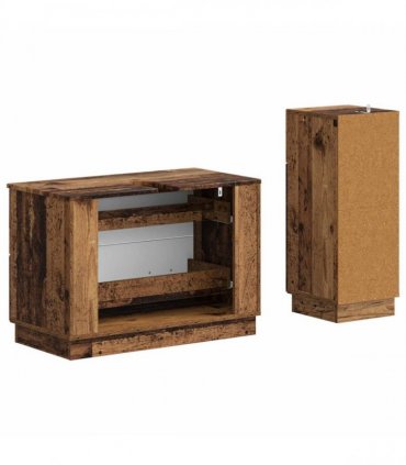 vidaXL 2 Piece Bathroom Cabinet Set HOORN Old Wood Engineered Wood