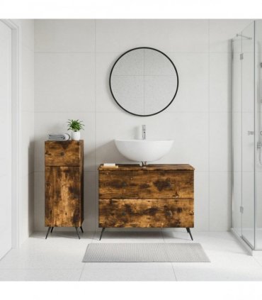 vidaXL 2 Piece Bathroom Cabinet Set BREDA Smoked Oak Engineered Wood