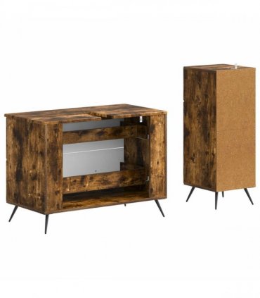 vidaXL 2 Piece Bathroom Cabinet Set BREDA Smoked Oak Engineered Wood