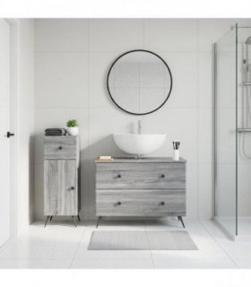 vidaXL 2 Piece Bathroom Cabinet Set BREDA Grey Sonoma Engineered Wood
