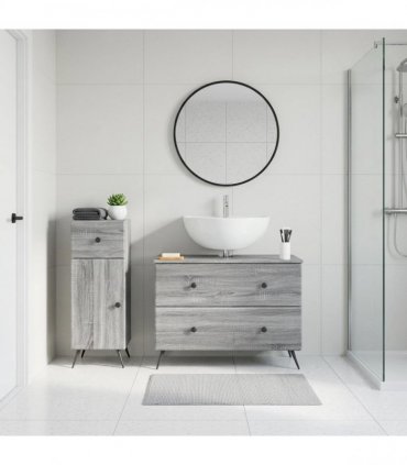 vidaXL 2 Piece Bathroom Cabinet Set BREDA Grey Sonoma Engineered Wood