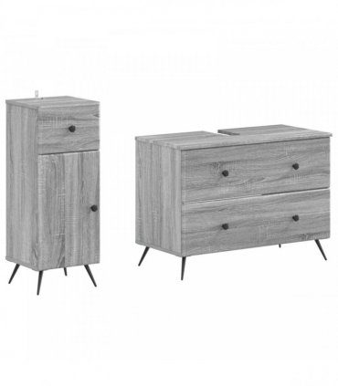 vidaXL 2 Piece Bathroom Cabinet Set BREDA Grey Sonoma Engineered Wood