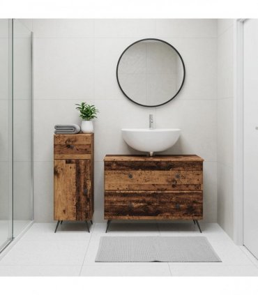 vidaXL 2 Piece Bathroom Cabinet Set BREDA Old Wood Engineered Wood