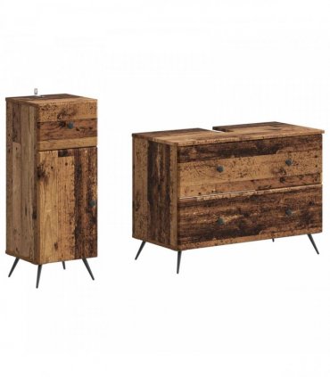 vidaXL 2 Piece Bathroom Cabinet Set BREDA Old Wood Engineered Wood