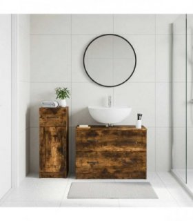 vidaXL 2 Piece Bathroom Cabinet Set UTRECHT Smoked Oak Engineered Wood