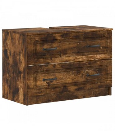 vidaXL 2 Piece Bathroom Cabinet Set UTRECHT Smoked Oak Engineered Wood