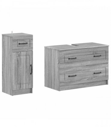 vidaXL 2 Piece Bathroom Cabinet Set UTRECHT Grey Sonoma