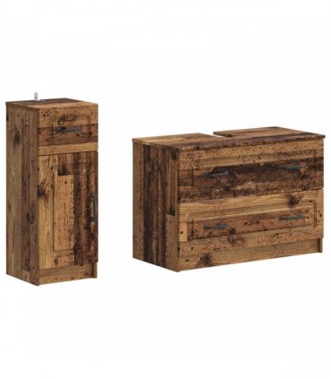 vidaXL 2 Piece Bathroom Cabinet Set UTRECHT Old Wood Engineered Wood