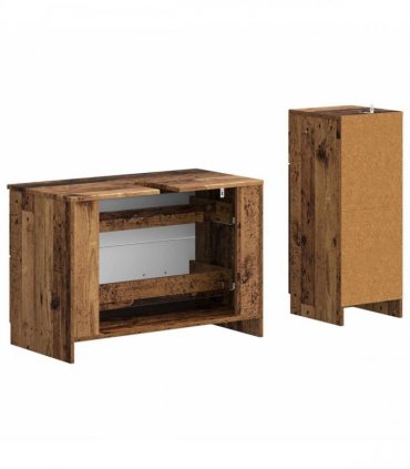 vidaXL 2 Piece Bathroom Cabinet Set UTRECHT Old Wood Engineered Wood