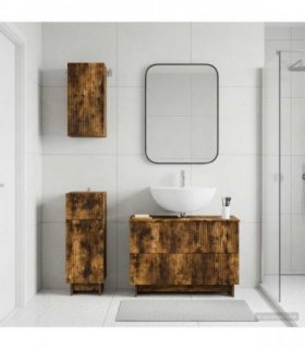 vidaXL 3 Piece Bathroom Cabinet Set EDE Smoked Oak Engineered Wood