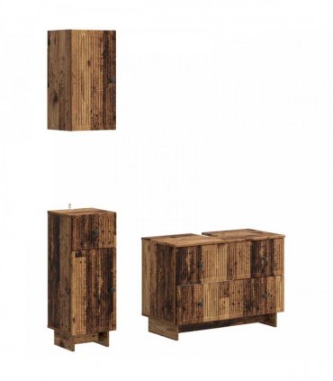 vidaXL 3 Piece Bathroom Cabinet Set EDE Old Wood Engineered Wood