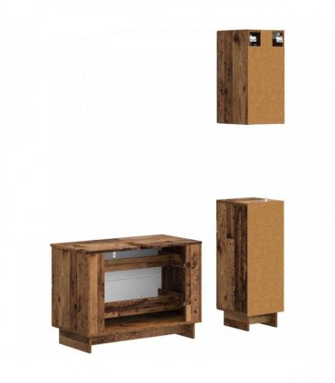 vidaXL 3 Piece Bathroom Cabinet Set EDE Old Wood Engineered Wood