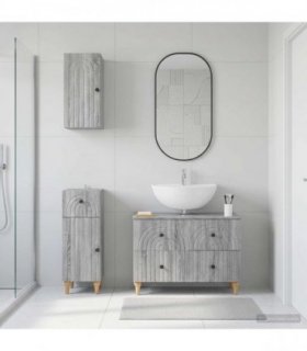 vidaXL 3 Piece Bathroom Cabinet Set ALKMAAR Grey Sonoma