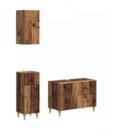 vidaXL 3 Piece Bathroom Cabinet Set ALKMAAR Old Wood Engineered Wood