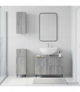 vidaXL 3 Piece Bathroom Cabinet Set ZWOLLE Grey Sonoma Engineered Wood
