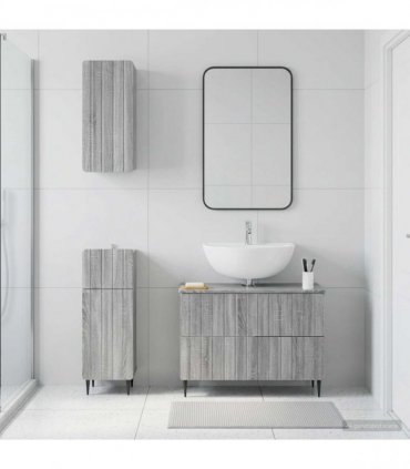 vidaXL 3 Piece Bathroom Cabinet Set ZWOLLE Grey Sonoma Engineered Wood
