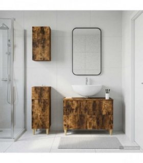 vidaXL 3 Piece Bathroom Cabinet Set ARNHEM Smoked Oak Engineered Wood