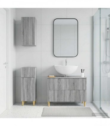 vidaXL 3 Piece Bathroom Cabinet Set ARNHEM Grey Sonoma Engineered Wood