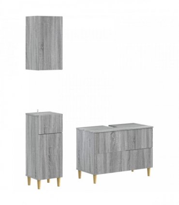 vidaXL 3 Piece Bathroom Cabinet Set ARNHEM Grey Sonoma Engineered Wood