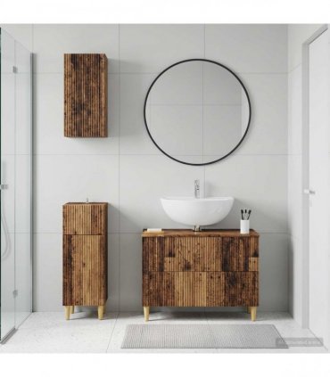vidaXL 3 Piece Bathroom Cabinet Set ARNHEM Old Wood Engineered Wood