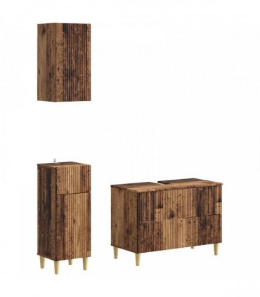 vidaXL 3 Piece Bathroom Cabinet Set ARNHEM Old Wood Engineered Wood