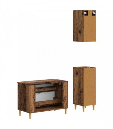 vidaXL 3 Piece Bathroom Cabinet Set ARNHEM Old Wood Engineered Wood