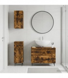 vidaXL 3 Piece Bathroom Cabinet Set HAARLEM Smoked Oak Engineered Wood