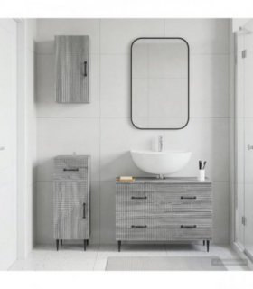 vidaXL 3 Piece Bathroom Cabinet Set HAARLEM Grey Sonoma