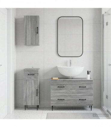 vidaXL 3 Piece Bathroom Cabinet Set HAARLEM Grey Sonoma