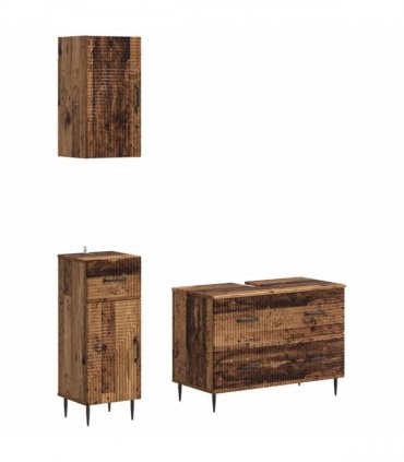 vidaXL 3 Piece Bathroom Cabinet Set HAARLEM Old Wood Engineered Wood