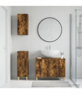 vidaXL 3 Piece Bathroom Cabinet Set DELFT Smoked Oak Engineered Wood