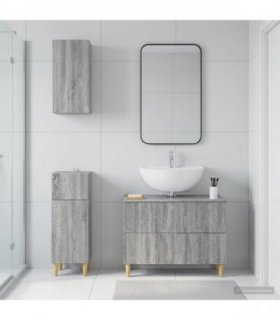 vidaXL 3 Piece Bathroom Cabinet Set DELFT Grey Sonoma Engineered Wood
