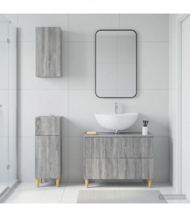vidaXL 3 Piece Bathroom Cabinet Set DELFT Grey Sonoma Engineered Wood